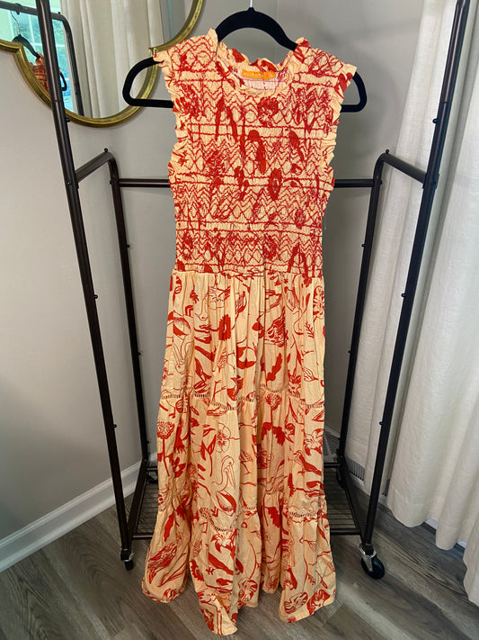 Oliphant Smocked Maxi Dress size L