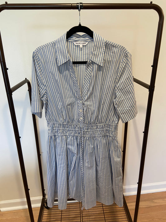 Veronica Beard Susan Striped Shirting Mini Dress size 10