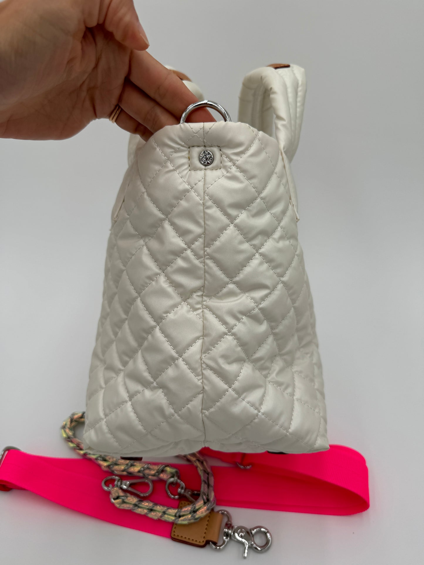 MZ WALLACE Deluxe Mini Metro Tote in Pearl