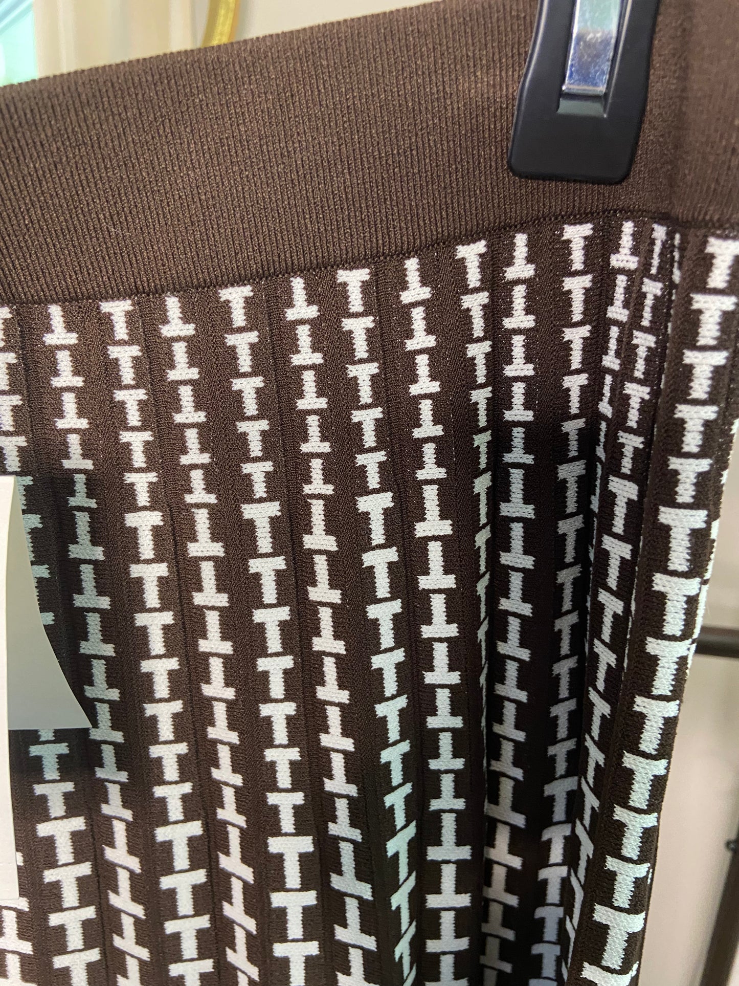 Tory Burch Monogram Jacquard Knit Midi Skirt size L