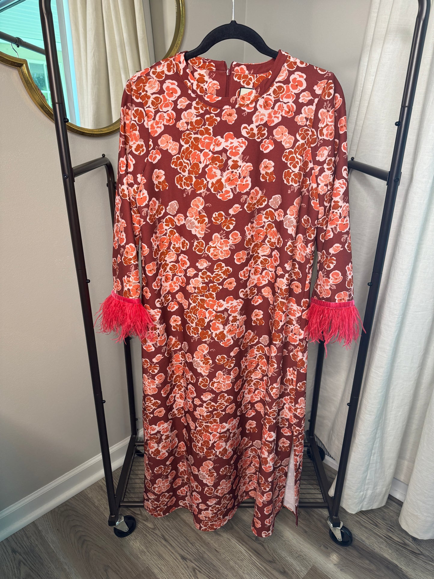 Tuckernuck Jamie Cosmos Feather Midi Dress size S