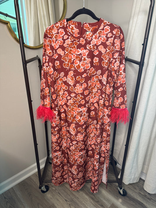 Tuckernuck Jamie Cosmos Feather Midi Dress size S