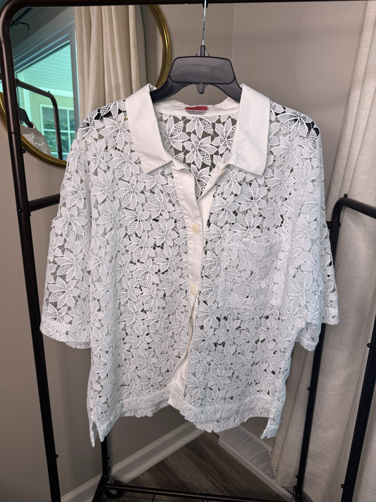 Kate Spade Leaf Lace Blouse size XL
