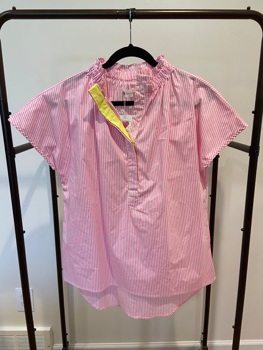 Caryn Lawn Emily Top Pink Stripe size OS