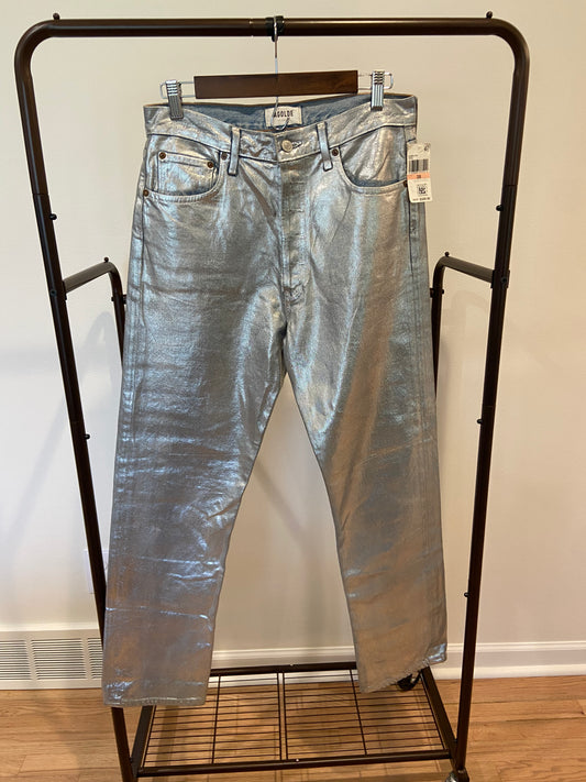 Agolde 90's Pinch Waist Coated Jeans Tin Foil size 28