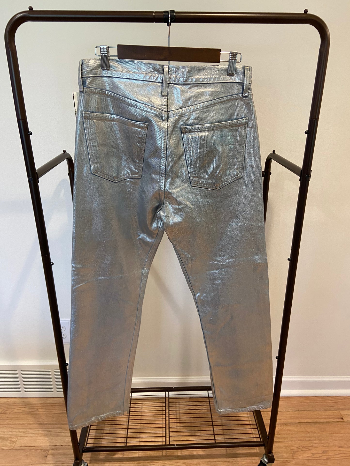 Agolde 90's Pinch Waist Coated Jeans Tin Foil size 28