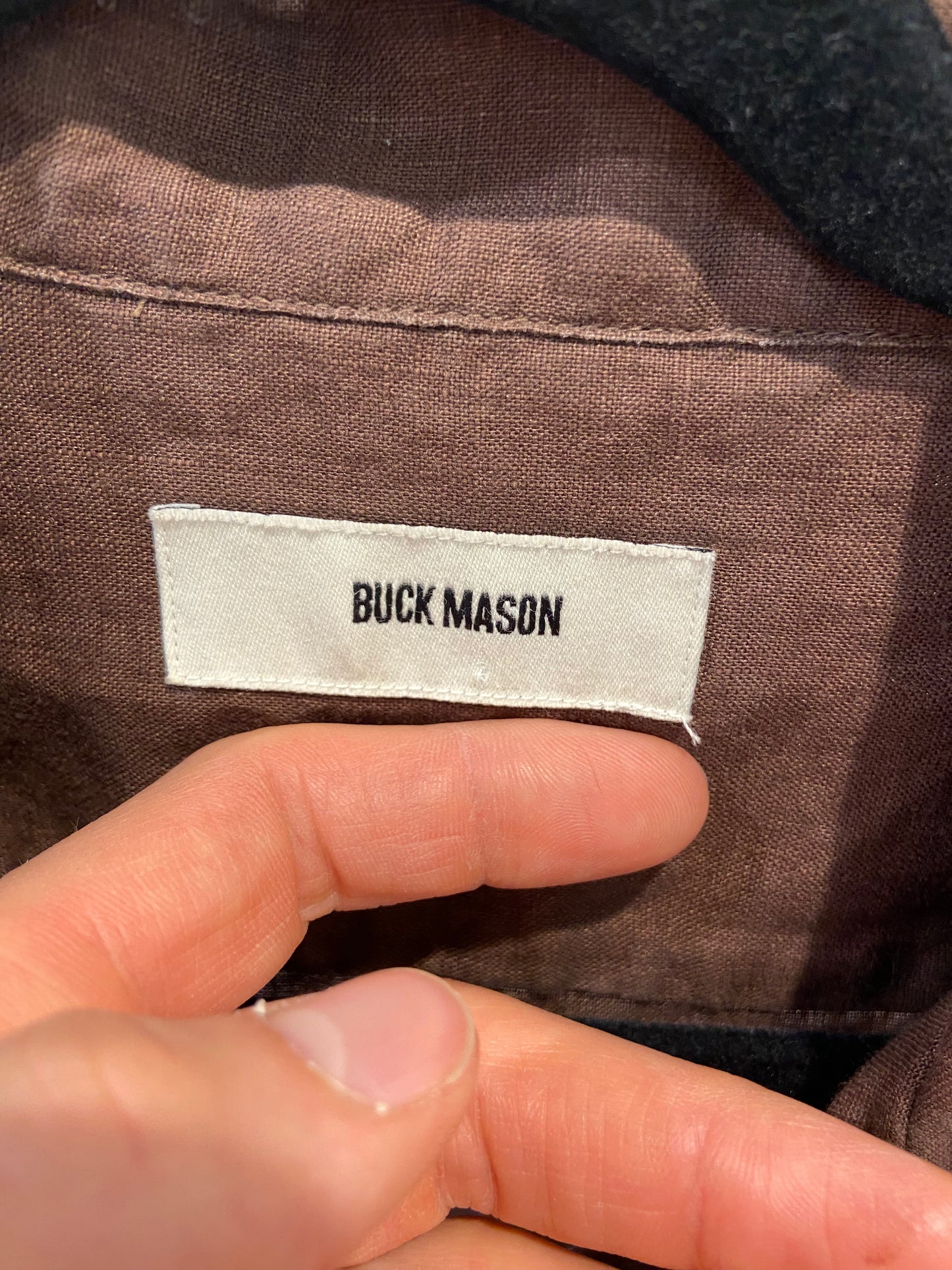 Buck Mason Crosshatch Linen Camp Shirt Bonfire size M