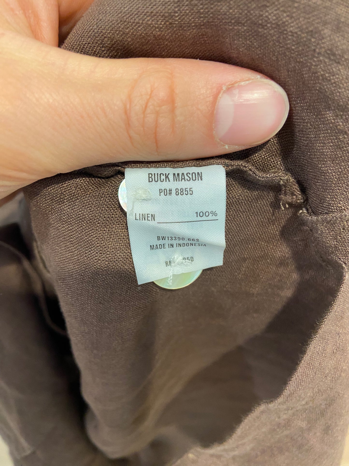 Buck Mason Crosshatch Linen Camp Shirt Bonfire size M