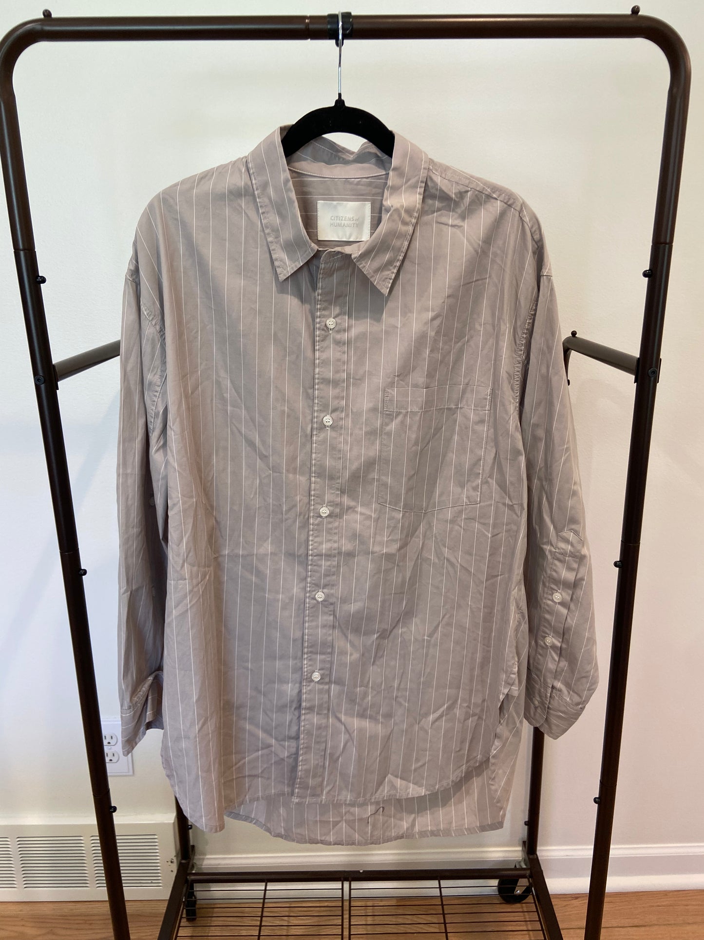 Citizens of Humanity Kayla Shirt in Tailor Grey Stripe size L