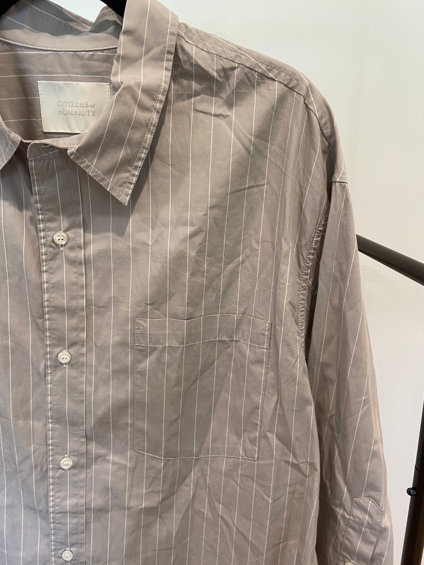 Citizens of Humanity Kayla Shirt in Tailor Grey Stripe size L