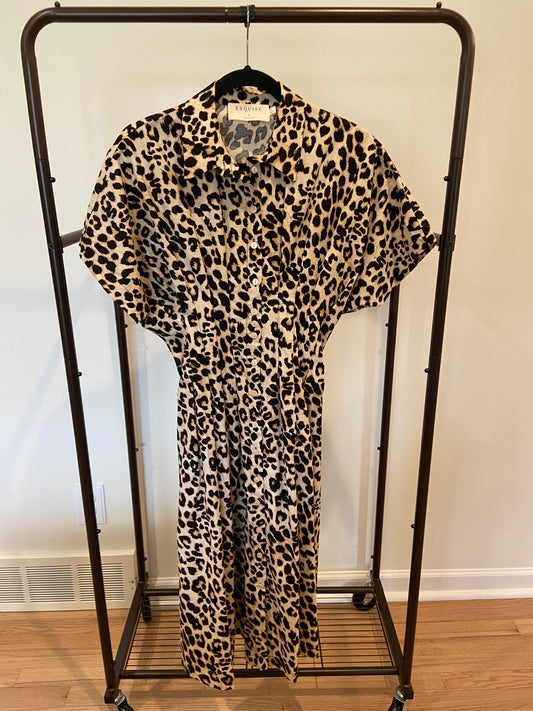 Anthropologie The Tobie Button-Front Pleated Shirt Dress by Exquise size S