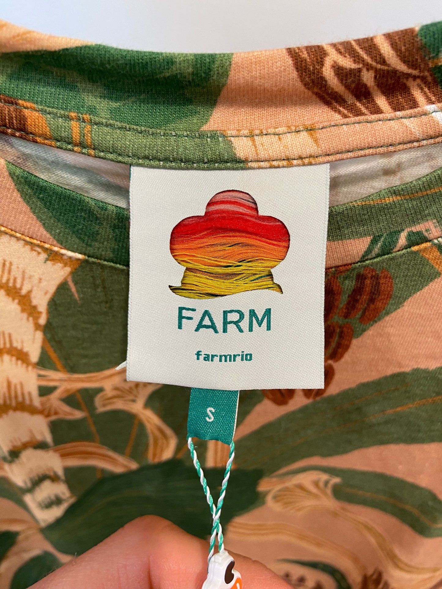 Farm Rio Tropical Isla Padded Shoulders Midi Dress size S