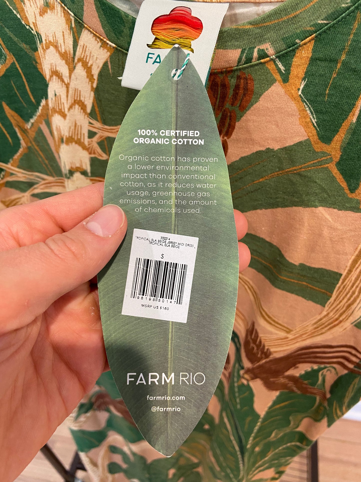 Farm Rio Tropical Isla Padded Shoulders Midi Dress size S