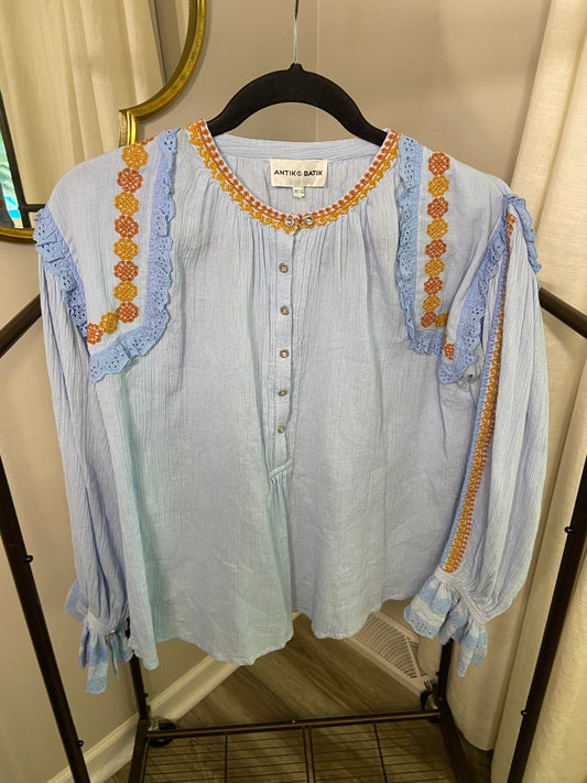 Antik Batik Blouse with crêpe effect size XS