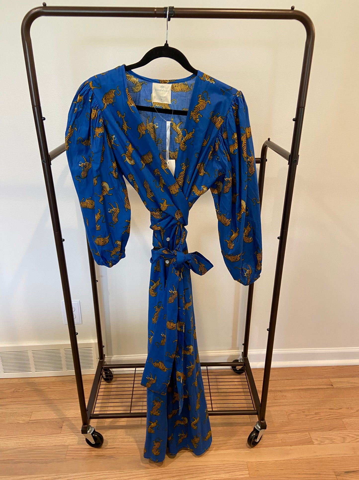 Guadalupe Blue Tiger Midi Dress size M