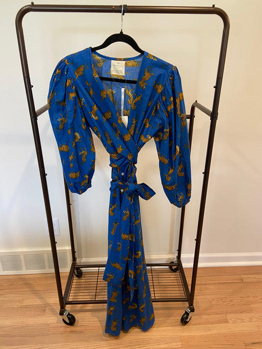 Guadalupe Blue Tiger Midi Dress size M
