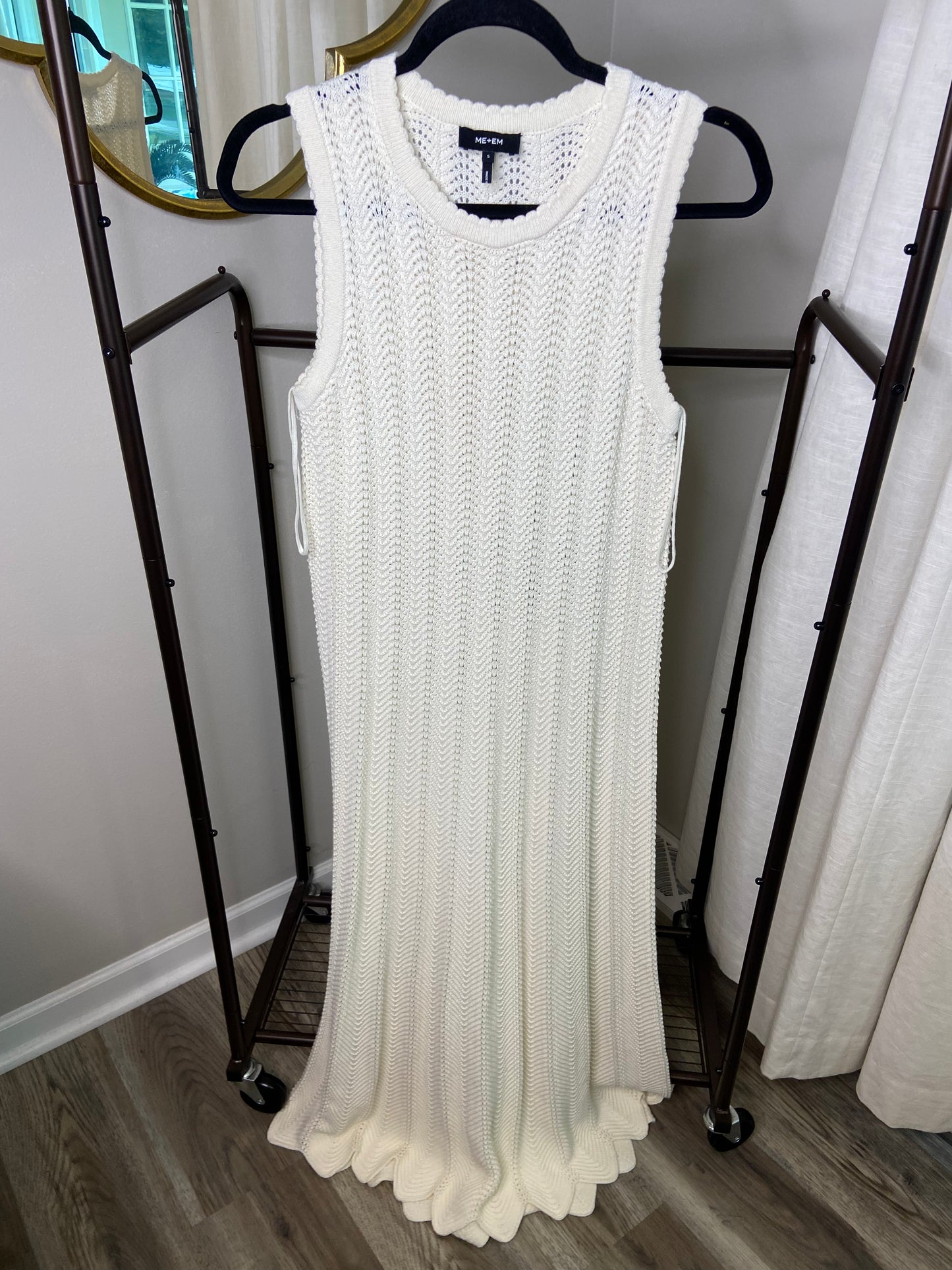 ME+EM Textured Cotton Knit Scallop Maxi Dress size S