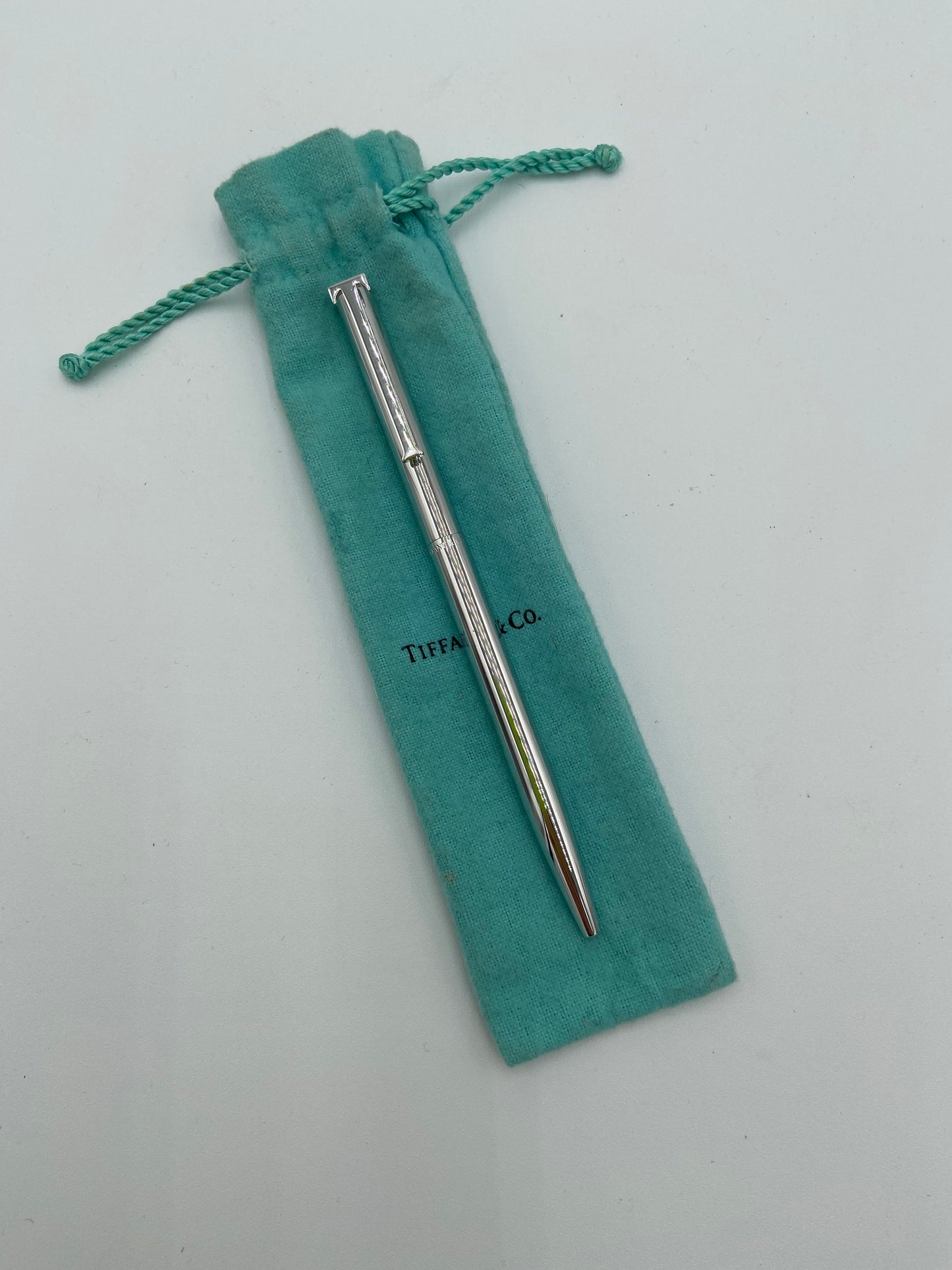 Tiffany & Co. Sterling Silver Black Fine Point Pen & T Clip
