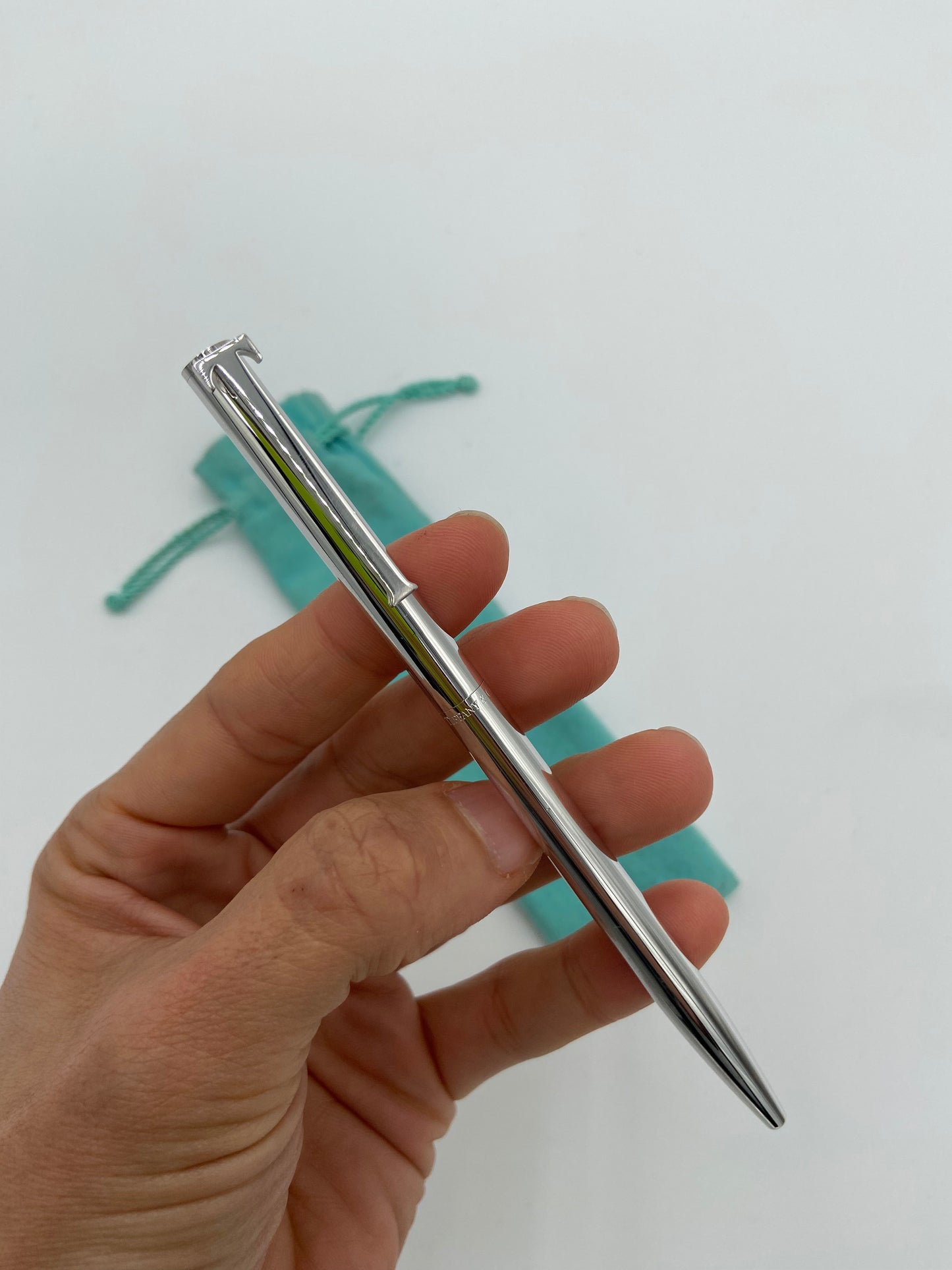 Tiffany & Co. Sterling Silver Black Fine Point Pen & T Clip