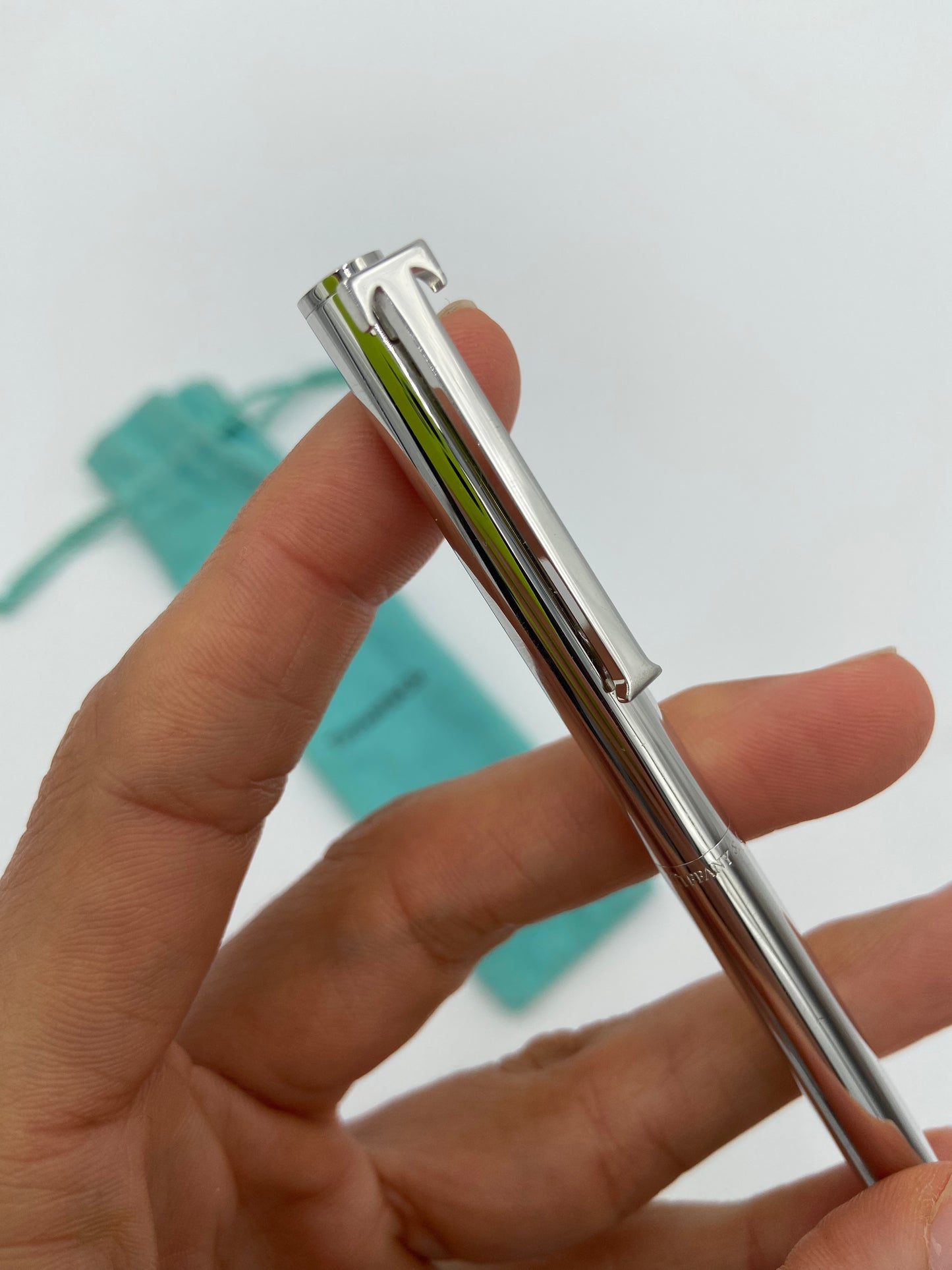 Tiffany & Co. Sterling Silver Black Fine Point Pen & T Clip