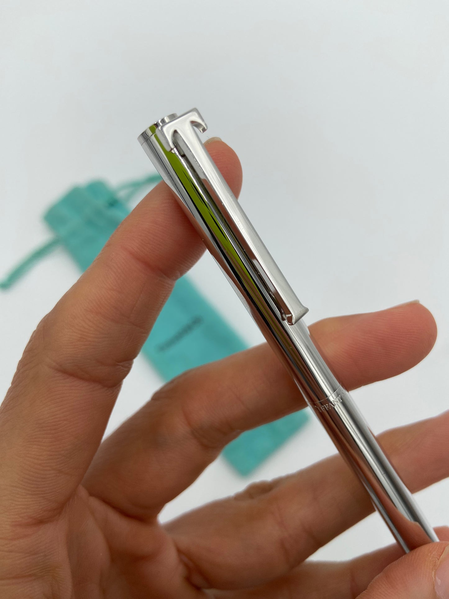 Tiffany & Co. Sterling Silver Black Fine Point Pen & T Clip