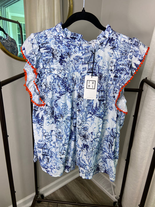 THML The Tula Toile Ruffle Top size XL