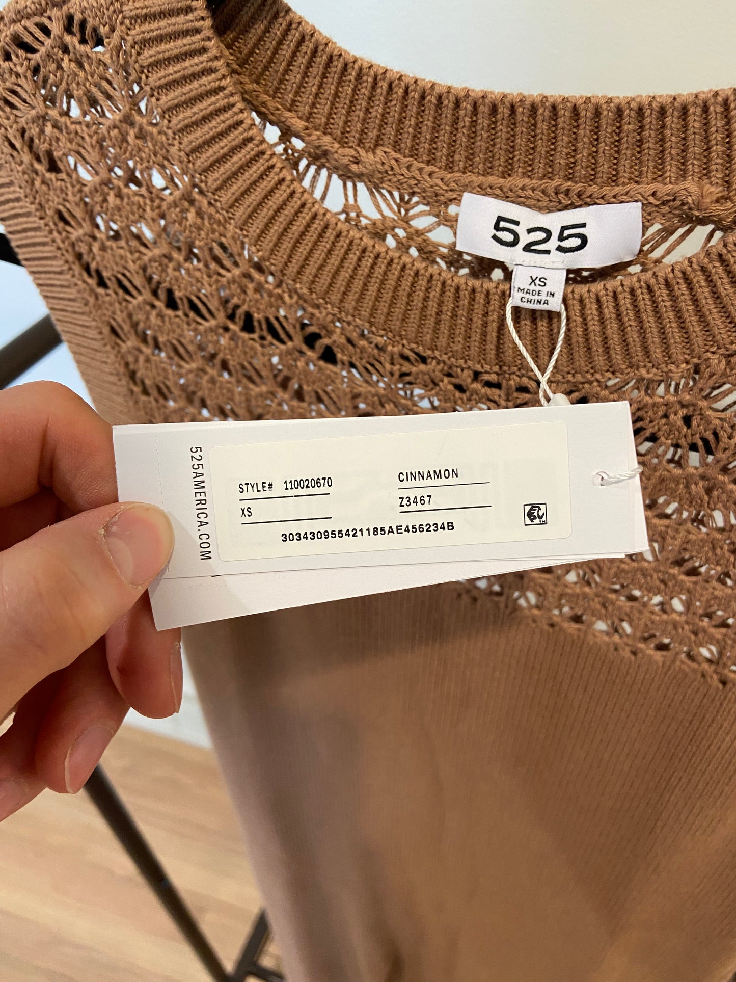 525 America Tori crochet Dress in Cinnamon size XS