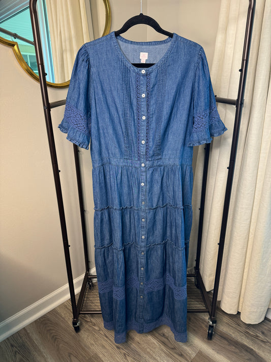 GAP x Loveshackfancy Denim Midi Dress size L