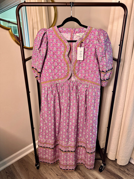 Sea New York Perry Border Puff Sleeve Dress size XL