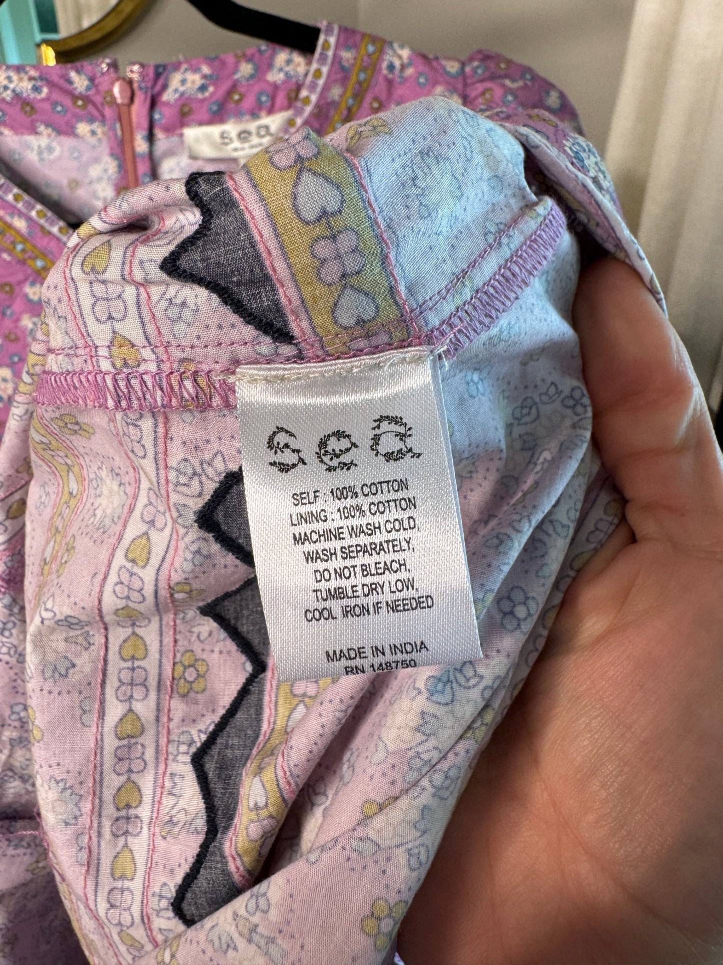 Sea New York Perry Border Puff Sleeve Dress size XL