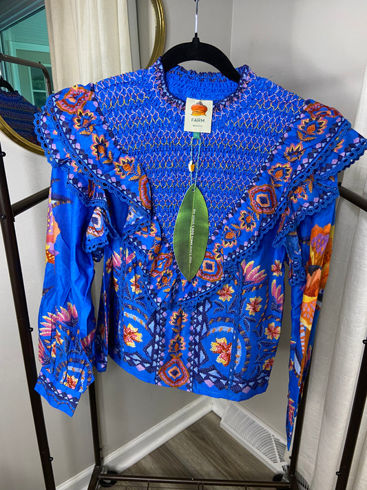 Farm Rio Lucy Floral Tapestry Blouse size L