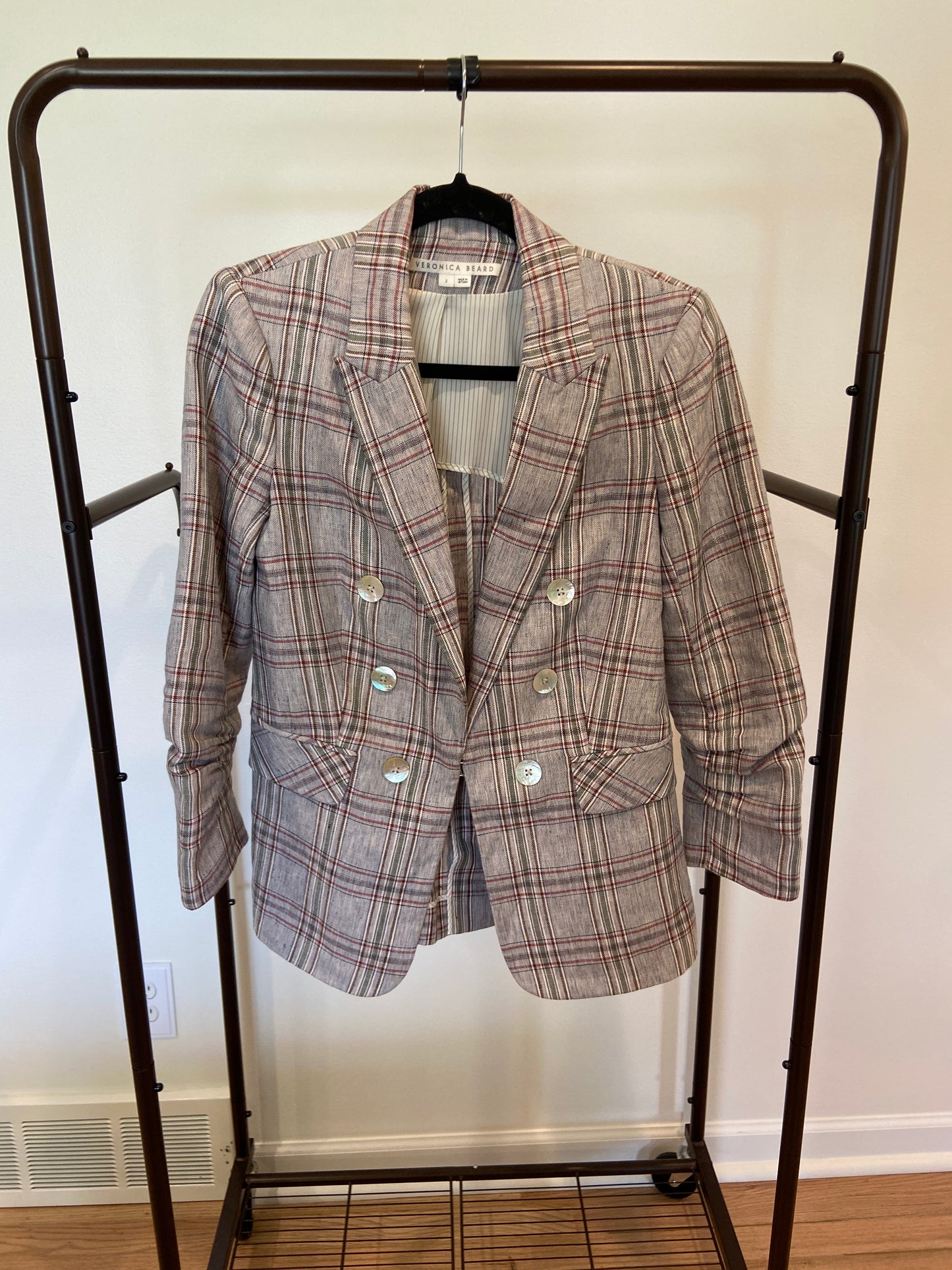 Veronica Beard Beacon Linen Plaid Jacket size 2