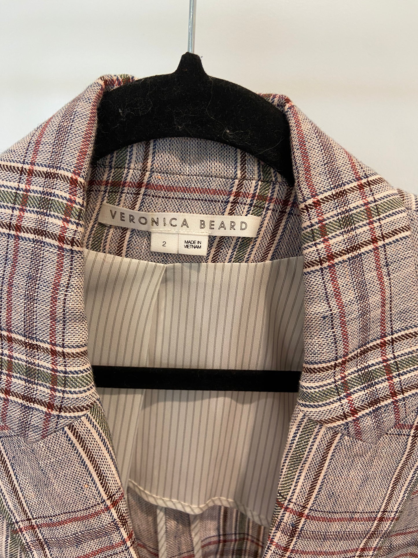 Veronica Beard Beacon Linen Plaid Jacket size 2
