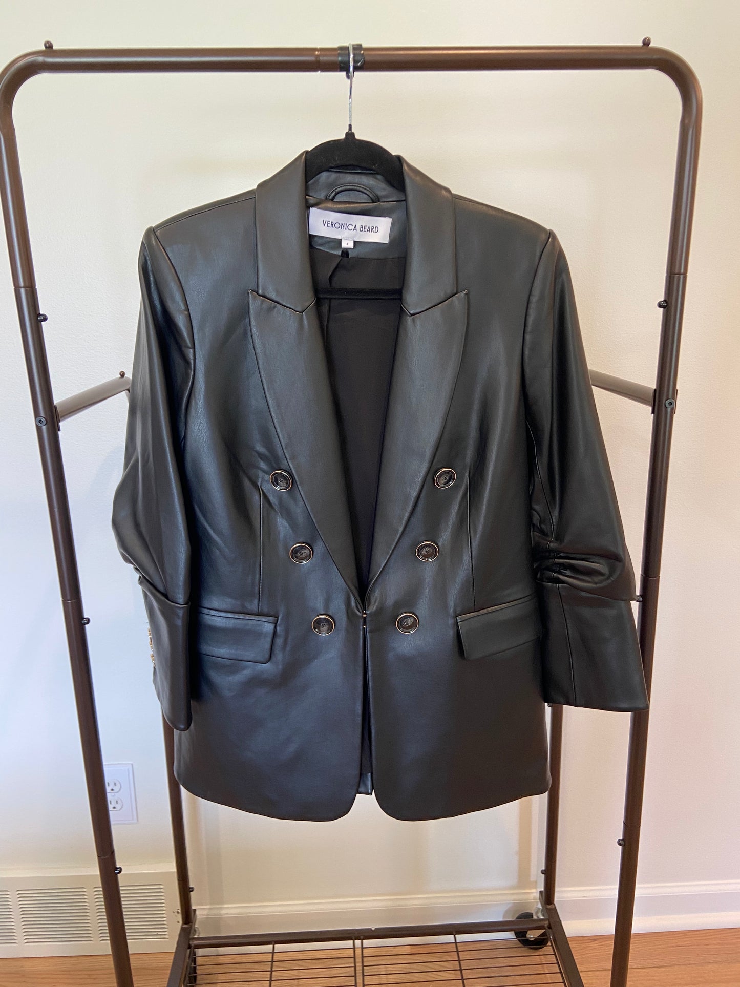 Veronica Beard Beacon Vegan Leather Dickey Jacket size 8