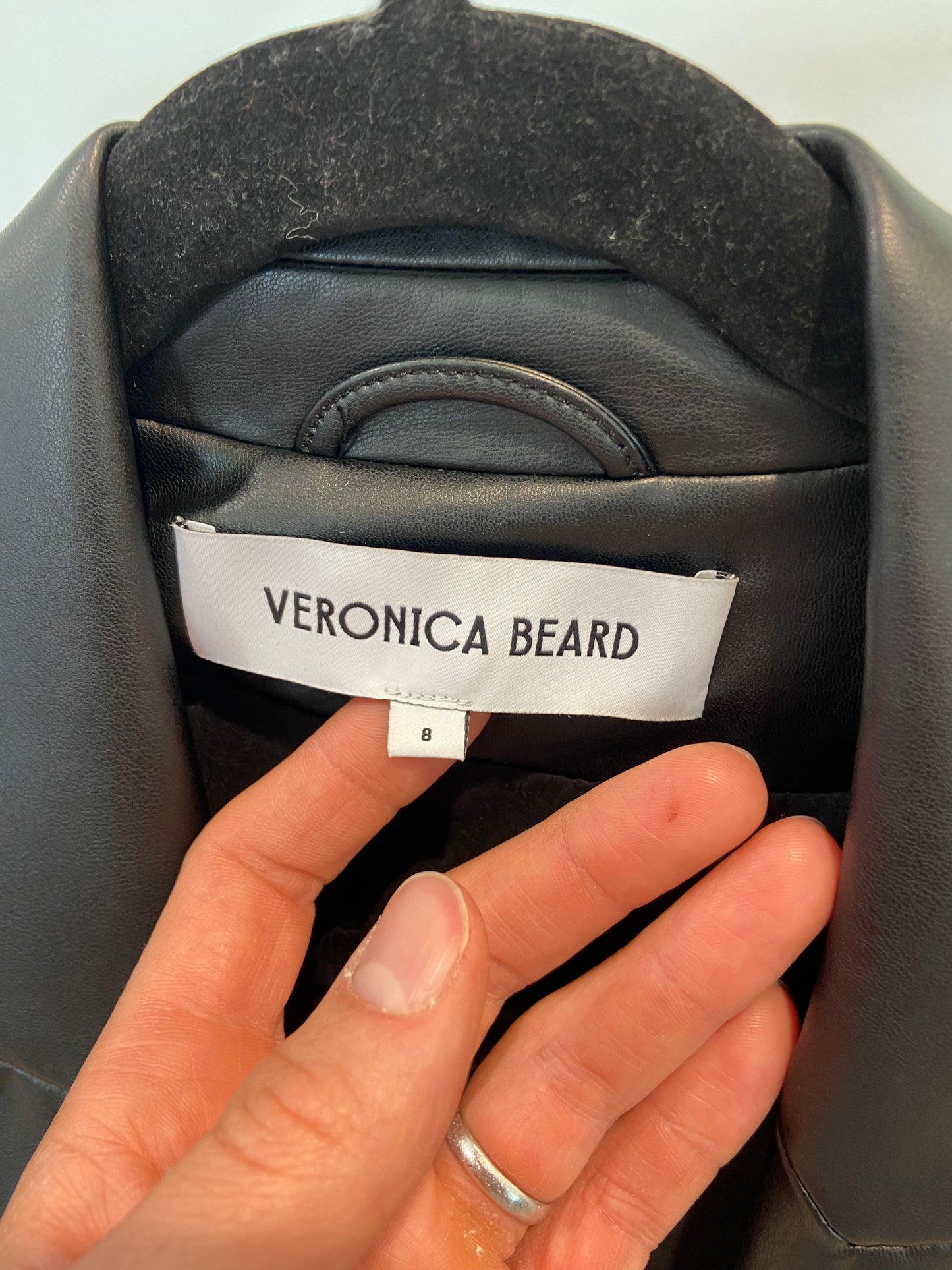 Veronica Beard Beacon Vegan Leather Dickey Jacket size 8