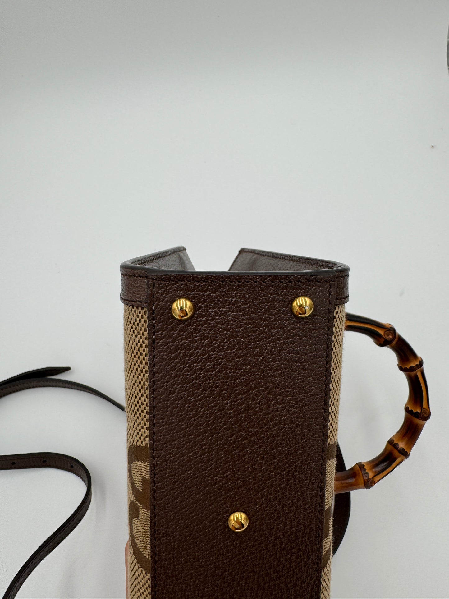 Gucci Mini Jumbo GG Canvas 2-Ways Tote Handbag Brown
