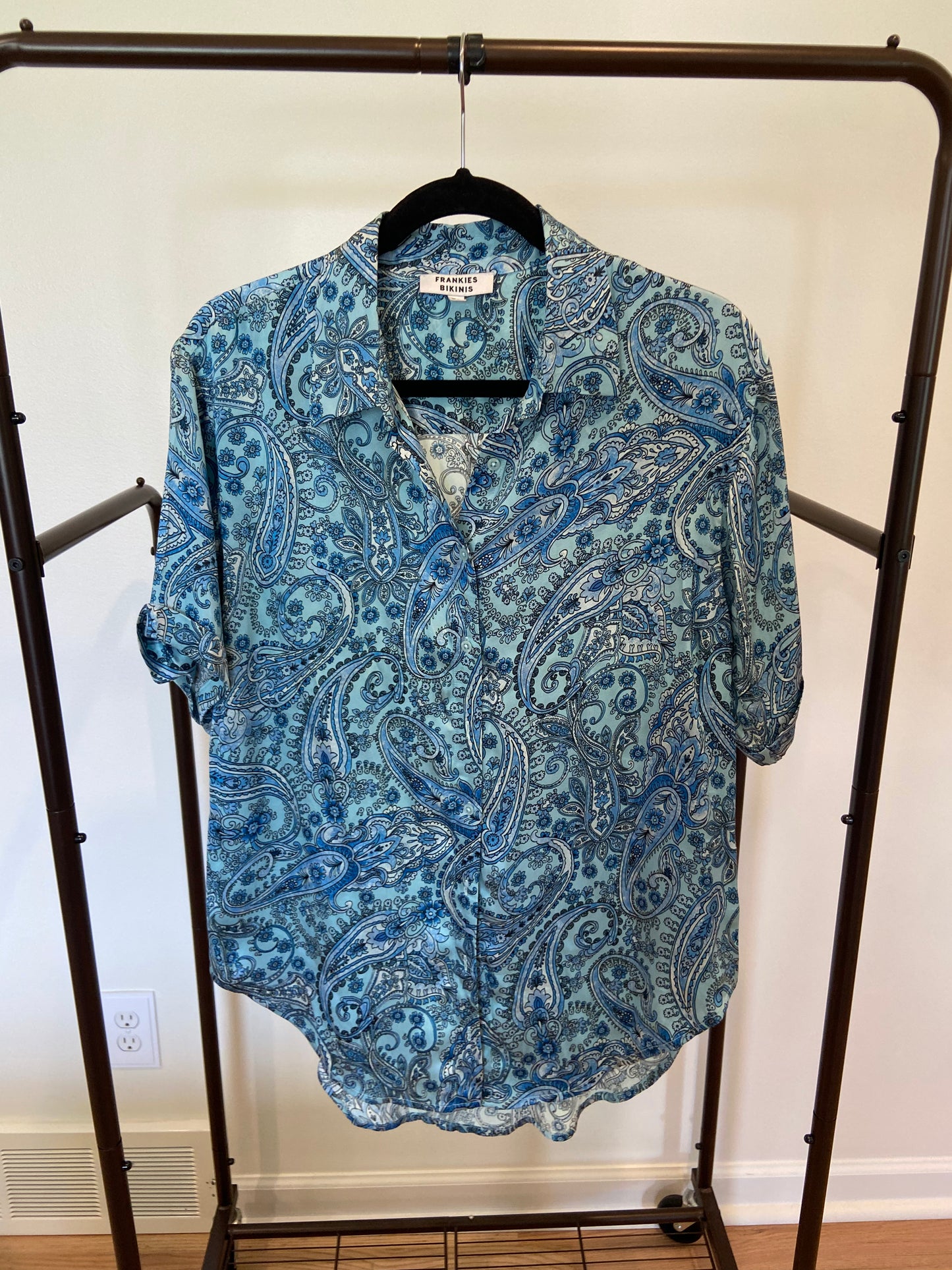 Frankies Bikinis Fifi Silk Button Up Shirt & Fifi Silk High Waist Boxer size XS/S