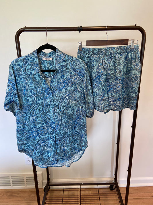 Frankies Bikinis Fifi Silk Button Up Shirt & Fifi Silk High Waist Boxer size XS/S