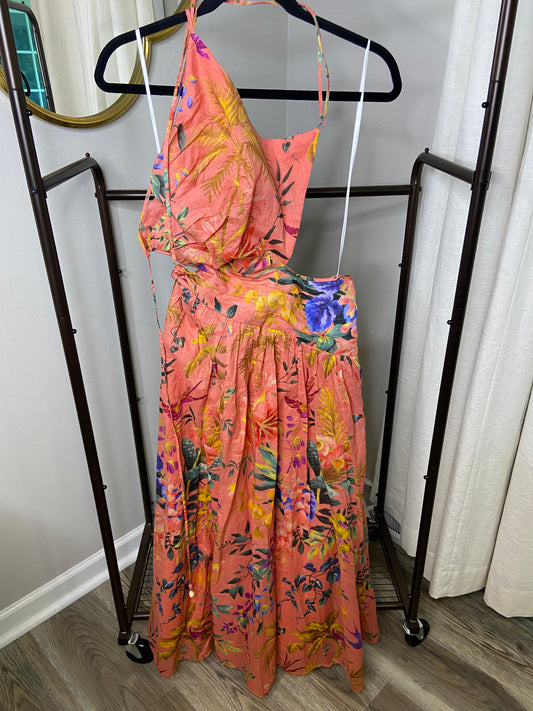Zimmermann Tropicana Asymmetric Cutout Midi Dress size US 6