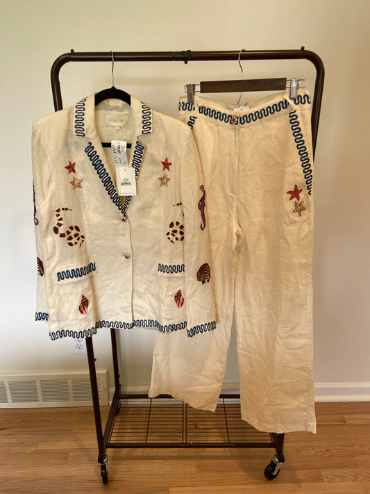 Caroline K Vera Blazer with Sam Pant Linen Set size M