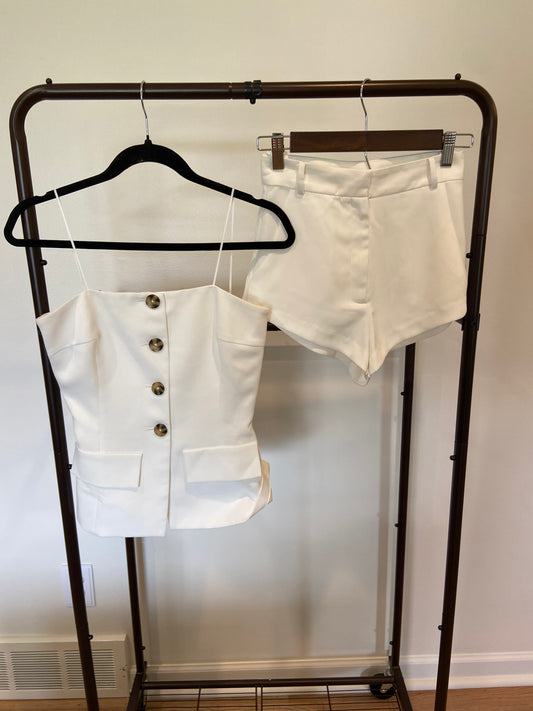 Amanda Uprichard Kourt Strapless Top and Kelso Shorts Set size XS