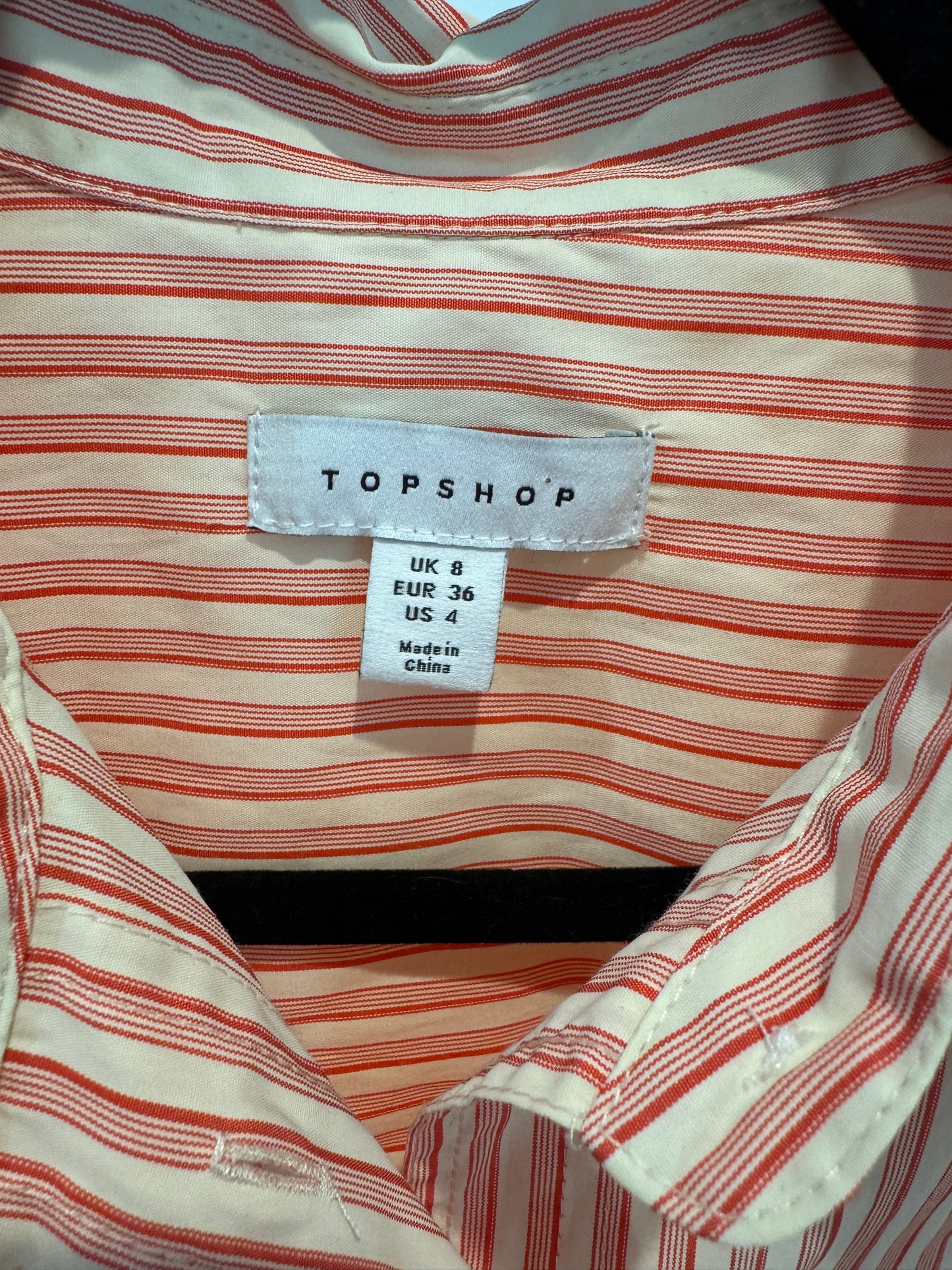 Topshop Co-Ord Stripe Print Button Down Shirt and Shorts in Peach/Pink size S