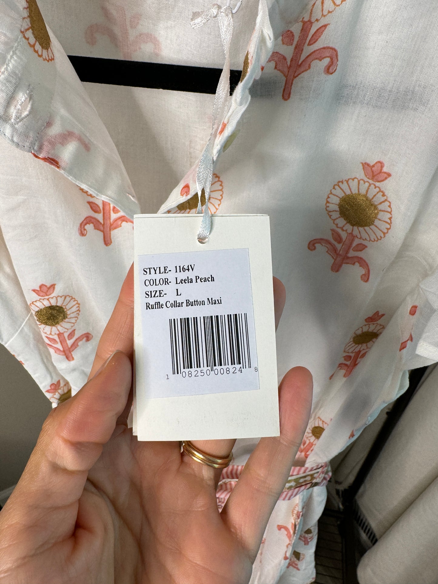 Oliphant Ruffle Maxi Dress Leela Peach size L