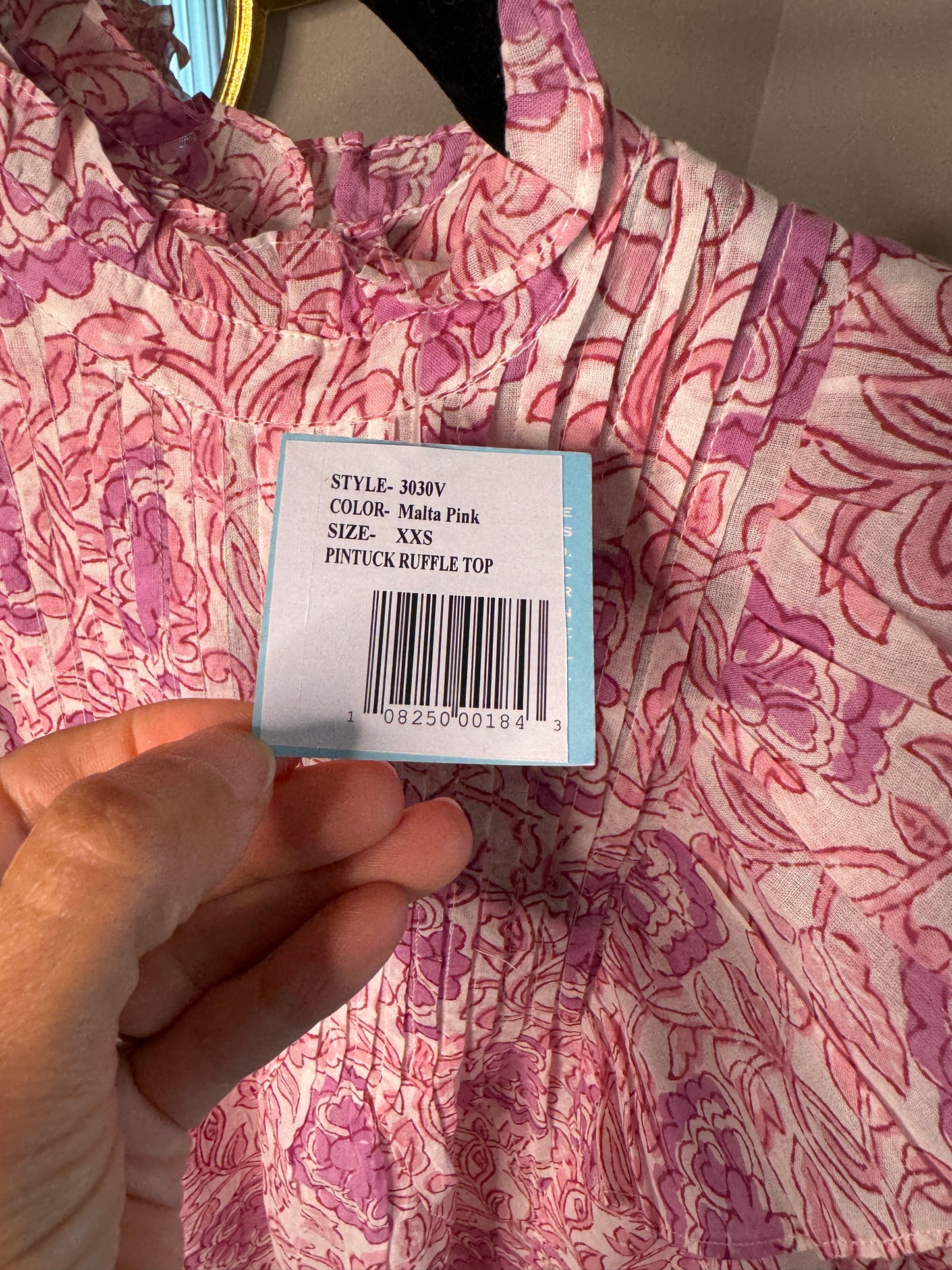 Oliphant Pintuck Ruffle Top size XXS