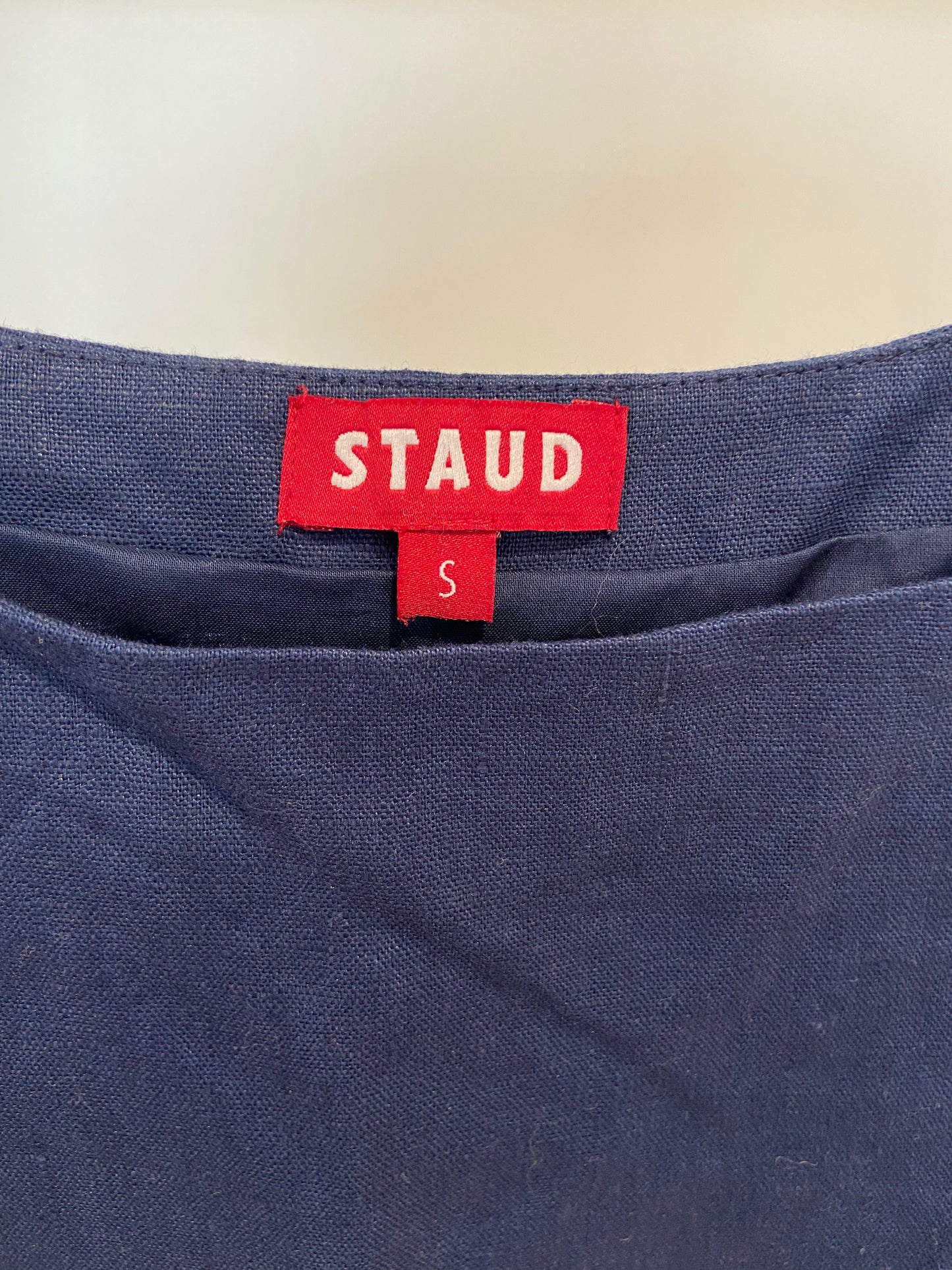 Staud Navy & White Linen Wave Raphael Top & Leandro Mini Skirt Set size 2/S