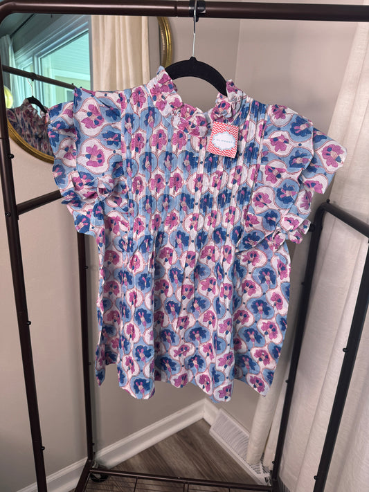 Oliphant Pintuck Ruffle Top size XS