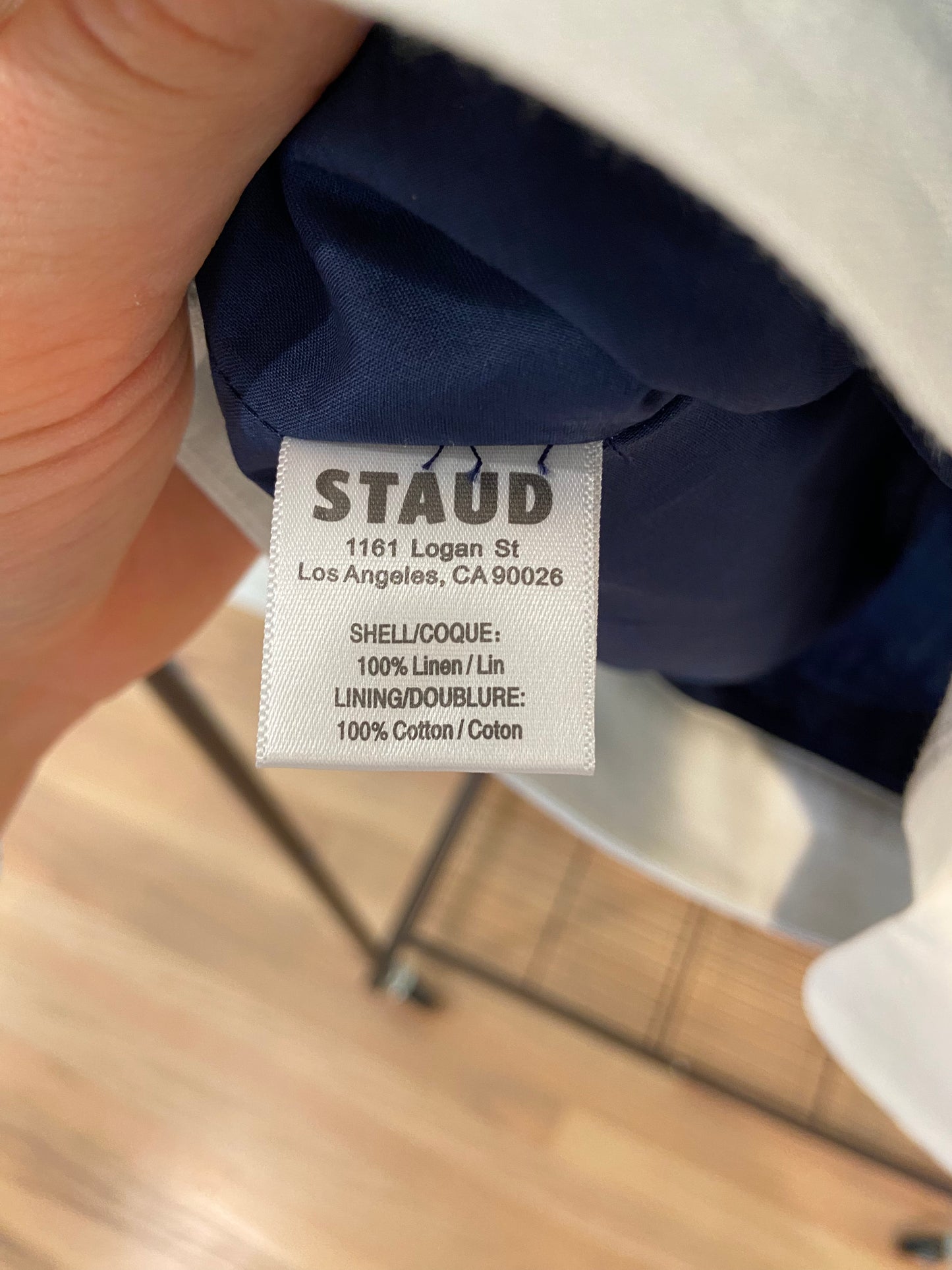 Staud Navy & White Linen Wave Raphael Top & Leandro Mini Skirt Set size 2/S