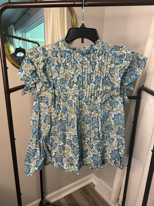 Oliphant Pintuck Ruffle Top size M
