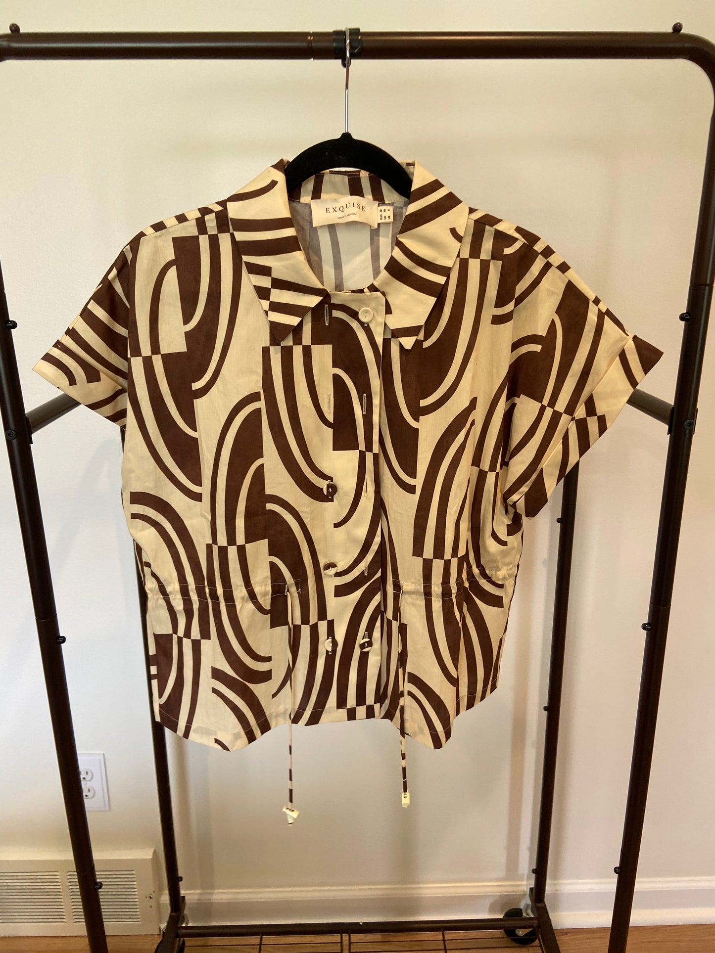 Exquise Abstract Print Cotton Shirt and Wide Leg Pant size 4/6