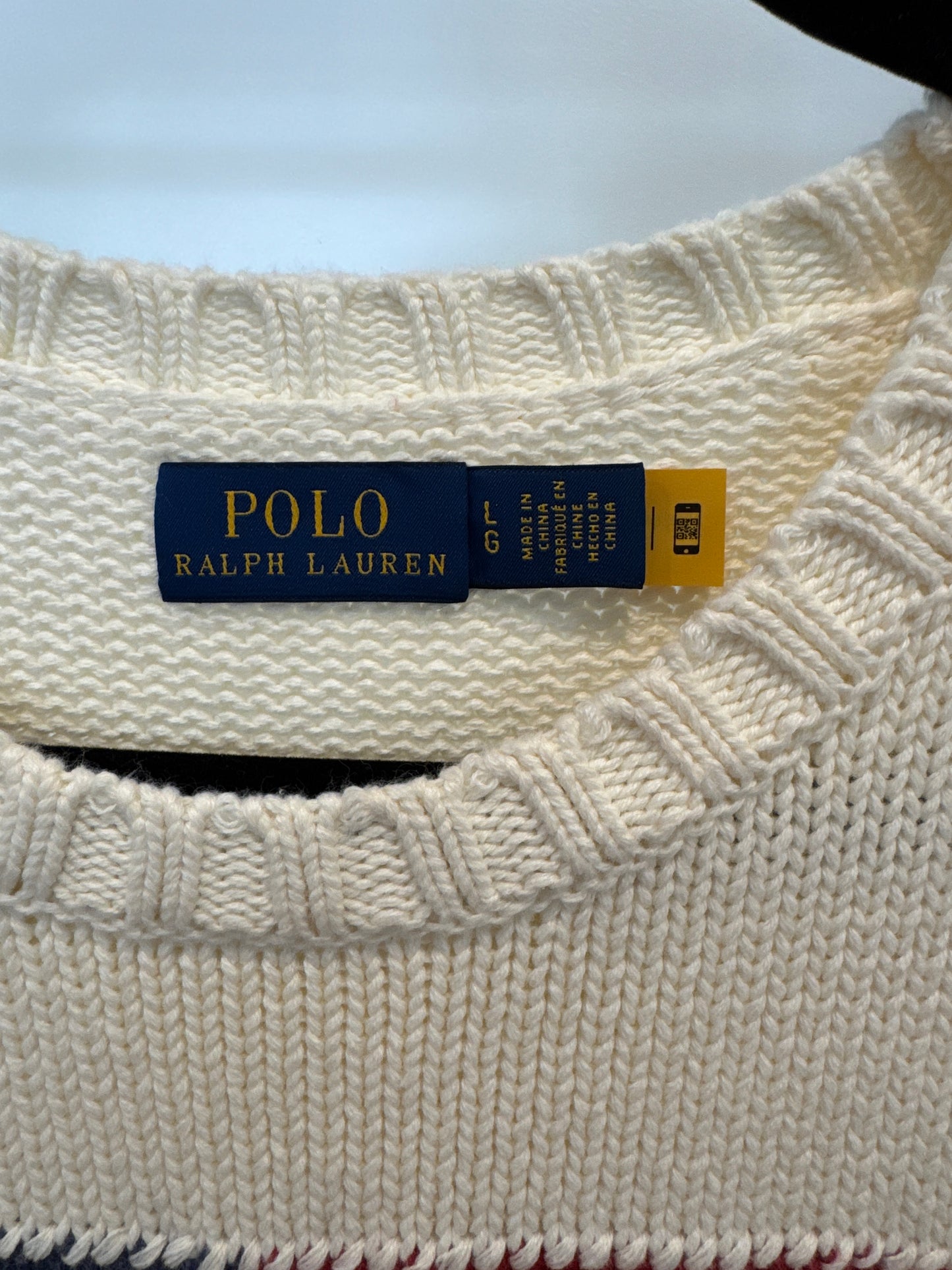 Polo Ralph Lauren Cream Flag Cotton Crewneck Sweater size L